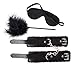 Wrist Handcuffs, Restraint set- Bondage kit, Furry Cuffs, Flirting Feather Stick, and Eye Mask - Adult (3 in 1) PU Leather Restraints