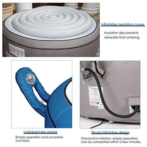 Updayday Tragbare aufblasbare Badewanne, Whirlpool der Hot Spring Spa Family Jet SPA, Massage-Whirlpool mit konstantem… – Bild 6