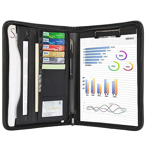 Leathario Leather Folder Business Conference A4 Portfolio Folder Padfolio Noted Case for Work