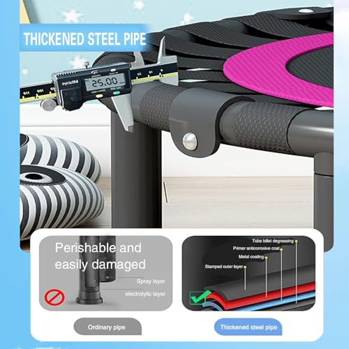 DMG TECH Trampoline, T Shape Adjustable Foam Handle Trampoline, Stable and Quiet Exercise Rebounder, Indoor Rebounder Exercise Trampoline Body Exercise and Fitness, for Adults and Kids