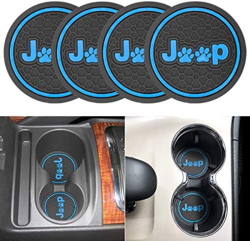 2.75 Inch Diameter Anti Slip Cup Holder Coaster Can Insert Mats 2PCS for Jeep Accessories Jeep Grand Cherokee Patriot Grand Cup Holder Pad Car/Vehicle Interior Accessories (Blue, Pattern 2)