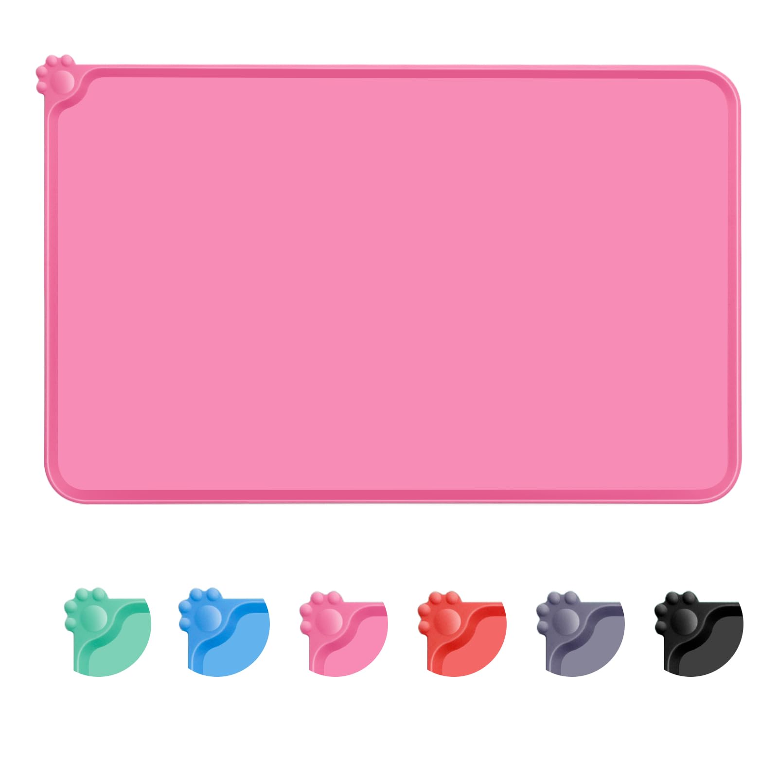 MOACC Dog Food Mat, Silicone Pet Feeding Mat, Non Slip & Waterproof Bowl Mat for Dog and Cat, 47 x 30 cm, Pink