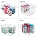 mDesign Plastic Stackable Bin Storage Organizer Basket Container with Handle for Home Office, Kitchen Cabinet, Pantry Shelf Organization - Holds Notebook, Books, Food - Ligne Collection, 4 Pack, Clear