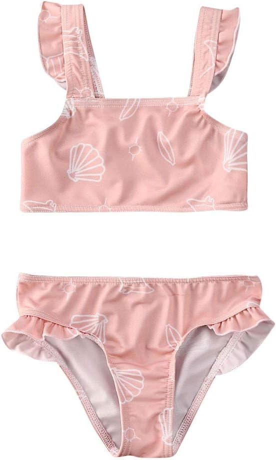 Toddler Baby Girl Swimsuit Two Pieces Tankini Set Ruffle Bathing Suit Bikini Swimwear Beachwear