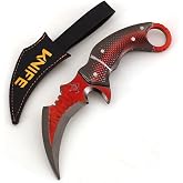 Delta Force Fiery Owl Karambit Knife Replica, Delta Game Inspired Unsharpened Full Metal Karambit Knife Model with Sheath &amp; Display Stand, for Cosplay, Collection &amp; Gamer Gift