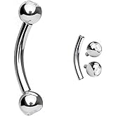 Pierced Owl - 16GA G23 Implant Grade Titanium Internally Threaded Crystal Gem Ends Curved Barbell