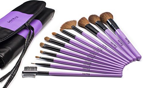 Karity Cosmetics Studio 12-Piece Natural Hair Makeup Brush Set With Pouch - Purple