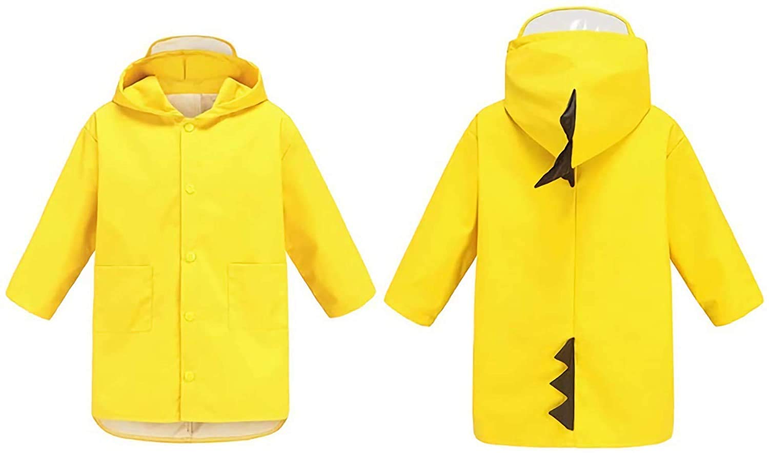 Xrten Medium Size Kids Raincoat, Cartoon Dinosaur Shaped Raincoat For Unisex, Cute & Slicker Rainwear For Children Boys Girls Yellow