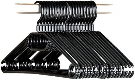 FARIL 20x Adult Swivel Hook Rotating Premium Heavy Duty Coat Hangers Black Colour (40cm Wide)