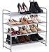 Bextsware Stackable Metal Mesh 1-Tier Classic Elegant Silver Shoe Rack