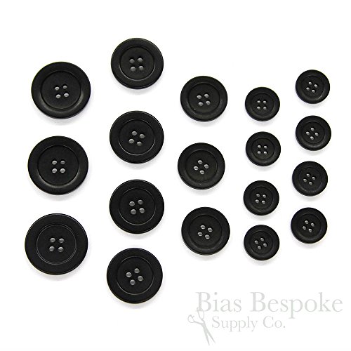 Set of 3 Chic Black Corozo Overcoat Buttons, 40 Line, Made in Italy