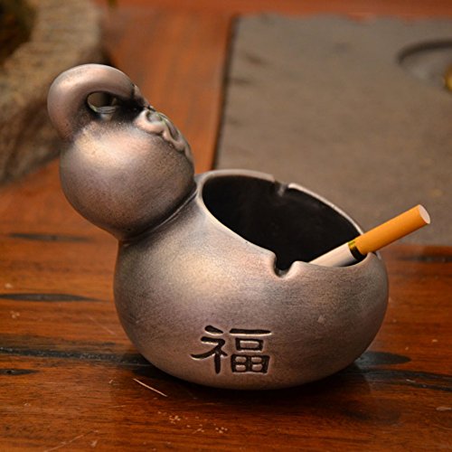 X＆M Vintage craft ashtray steampunk restaurant coffee table home decoration cement ashtray, Bar office men's gift ashtray-A 14x11x12cm(6x4x5) - Thumbnail 4