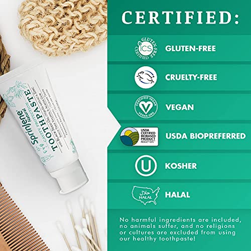 Sprinjene Natural SLS Free Toothpaste with Fluoride for Cavity Protection of Teeth, Gum Health