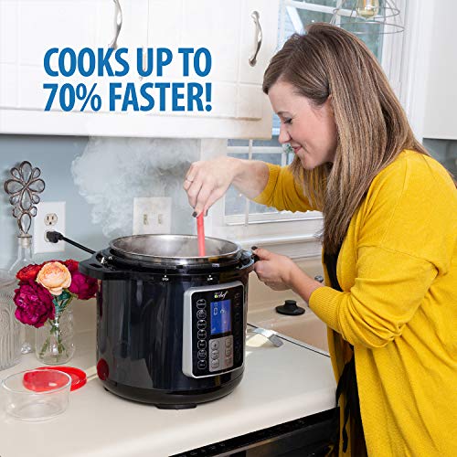 Deco Chef 8 QT 10-in-1 Pressure Cooker Instant Rice, Sauté, Slow Cook, Yogurt, Meats, Deserts, Soups, Stews Includes Recipe Book, Tempered Glass Lid, Mitts, Grill Rack, and Steaming Basket - Thumbnail 3