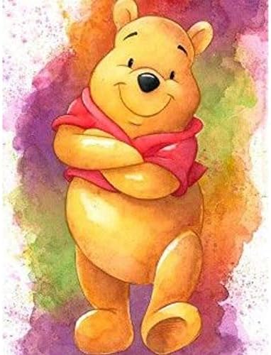 JXSM 5D DIY Full Round Diamond Painting Cross Stitch Handsome Winnie The Pooh 3D Diamond Embroidery Rhinestone Mosaic Home Decor(19.7x27.6inch)