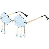 BOJOD Rimless Cute Sunglasses For Women Trendy Vintage Creative 90s Sunglasses Funny Cloud Shaped Disco Glasses