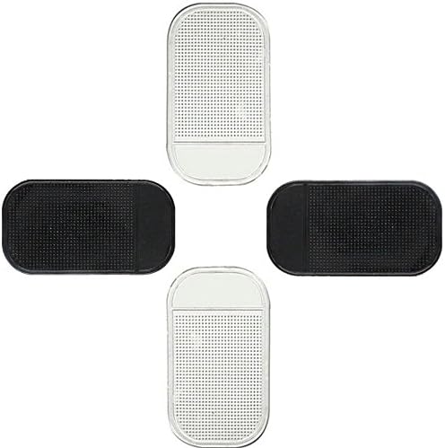 4PCS Non-Slip Mats Anti Slide Dash Cell Phone Mount Holder Mat Sticky Anti-slip Pads (5.3 x 2.7 inch, Black/Transparent)