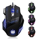 [New Version] Zelotes 7200 DPI 7 Buttons LED Optical USB Wired Gaming Mouse Mice for Gamer PC MAC