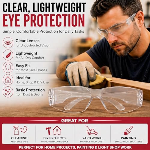 BISON LIFE Clear Safety Glasses, ANSI Z87.1 Certified Eyewear Men & Women.