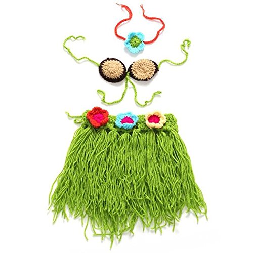 YAN Newborn Baby Hawaiian Hula Skirt Costume Set Toddler Infant Knitted Cloth for 0-3 Months Baby