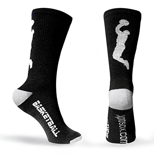 Basketball Socks Half Cushioned Crew Socks - Black, One Size Fits All