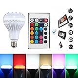 Bluetooth Lamp E26 E27 LED Light Bulb Audio Bluetooth 3.0 Speaker 12W RGB Color Changing LED Bedside Desk Lights Bar Sinks Smartphone and IR Remote Controlled 85-240V AC