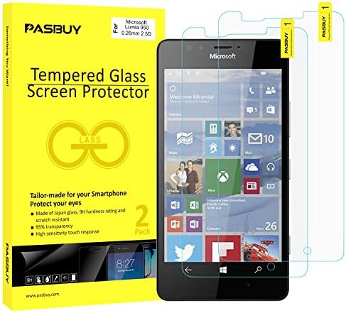 2 Pack [ Japan Glass ] Super thin 0.26mm Premium Tempered Glass film Screen Protector-Retail packing for Microsoft Lumia 950