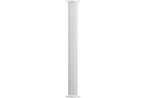AFCO EA0808ANFSPTUTU 8" x 8' Endura-Aluminum Column, Round Shaft (Load-Bearing 21,000 lbs), Non-Tapered, Fluted, Primed, Ready For Paint w/ Capital & Base