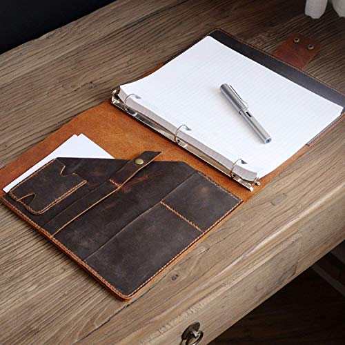 Personalized leather Binder 3-Ring, 8.5 x 11 refillable paper, Leather portfolio, Leather Business Folio, Work portfolio, D711
