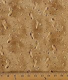 Cotton Landscape Medley Sand Footprints Beach Mini Seashells Cotton Fabric Print by the Yard (418-sand)
