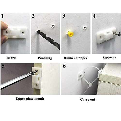 image for Loghot 4 Sets Nylon Anti-Tip Furniture Anchor Straps White Attach Furn