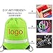 Drawstring Backpack Bags Reflective Bulk Pack, Promotional Sport Gym Sack Cinch Bags (10 Green)