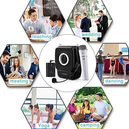 Portable PA System, Bluetooth Speaker with Microphone, 2 Mic and