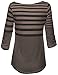 MBE Women's 3/4 Sleeve Contemporary Stripe Boatneck Top w/ Front Pocket