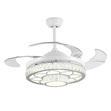 Tiptonlight 42 Inch White Crytsal Ceiling Fan 3 Changing Colors
