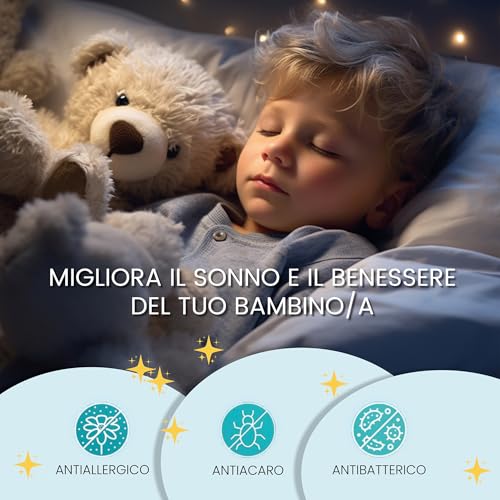 BABY WOLFY - Baby Cot Cushion 40 x 60 cm OEKO-TEX® Certified 1 2 3 4 Years 100% Cotton Anti-Dust Mite Hypoallergenic Breathable Soft for Bed Crib Stroller Nursery Made in Italy