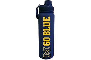 Campus Colors NCAA Stainless Steel Water Bottle - Twist on cap - 24 oz - Carry Clip - Keeps Your Drinks Hot or Cold for Hours (Michigan Wolverines - Navy)