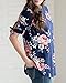MEROKEETY Women's Crew Neck Floral Print T Shirt Short Tie Sleeve Tunic Tops Blouse