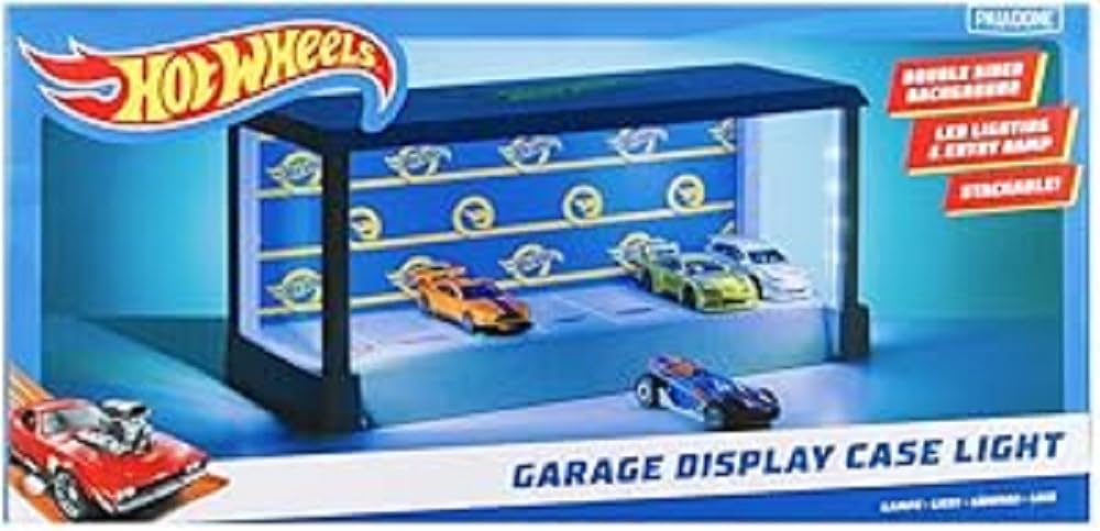 Hot Wheels Garage & Display Light - Officially Licensed Mattel Merchandise, Light Up Case Holds 7 Cars, Customisable Background, Gift for Collectors | Paladone