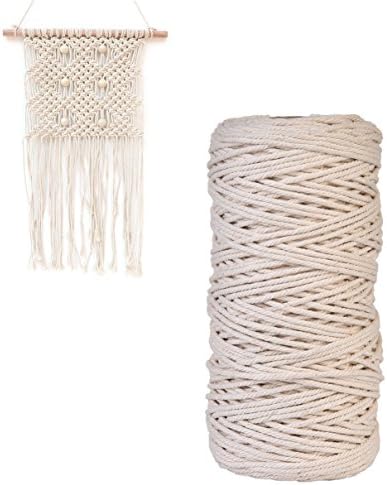 DIY Handmade Cotton Tying Thread Cord - Beige Natural Cotton Wall Hanging Plant Hanger Craft Making Knitting Cord Rope (3mm x 200m(about 218.72 yd))