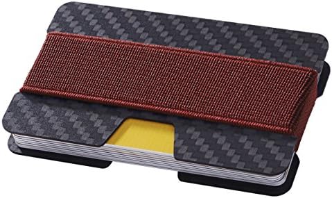 Isooak Credit Card Holder Slim Black Carbon Fiber Card Case Wallet (wine red)