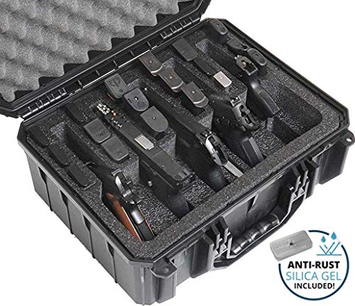 Case Club Waterproof 5 Pistol and 18 Magazine Case with Silica Gel to Help Prevent Gun Rust