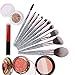 Makeup Brush Set, 10 PCs Professional Makeup Brushes for Foundation Blending Blush Concealer Eye Shadow, Synthetic Fiber Bristles & Acrylic Handle, Travel Makeup Bag Included, Glitter Green Valentines