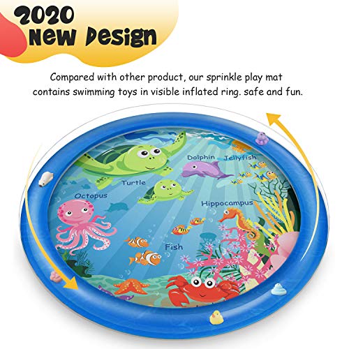 Vmini Sprinkler for Kids, Splash Pad, and Wading Pool for Learning - Children's Sprinkler Pool, 68'' Inflatable Water Toys Outdoor Swimming Pool for Babies and Toddlers