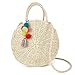 Straw Bag Pompom Pendant Handbag Keychain Colorful Tassel Ornaments for Women