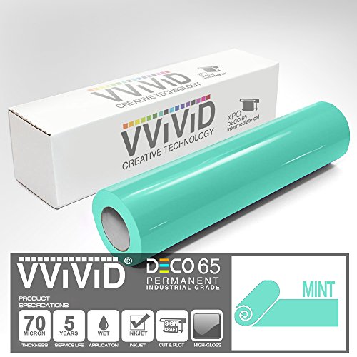 VViViD Mint Gloss DECO65 Permanent Adhesive Craft Vinyl for Cricut, Silhouette & Cameo (7ft x 11.8" Roll)