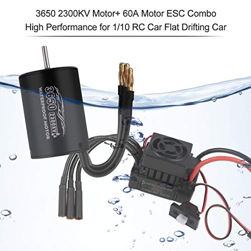Innovateking 3650 2300KV Sensorless Brushless Motor 3.175mm and 60A Waterproof Brushless ESC Motor Electrical Speed Controller Combo for 1/10 RC Car - Thumbnail 2