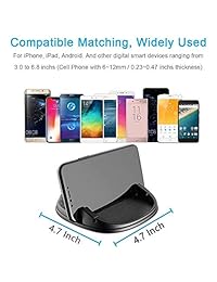 Car Mount, Car Phone Mount Silicone Car Pad Mat for Various Dashboards, Anti-Slip Desk Phone Stand Compatible with iPhone, Samsung, Android Smartphones, GPS Devices and More. (Black)