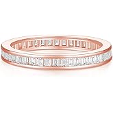 SHINYSO Wedding Band for Women Princess Cut Cubic Zirconia CZ Ring Eternity Band Engagement Stacking Promise Rings for Her Size 4-10