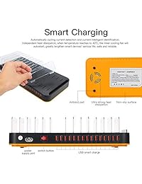 KKmoon 80 W 15 port divisores ajustables Cargador USB Smart estación de carga Dock Multi dispositivo organizador de computadora hub soporte con inteligente IC detección automática Tech